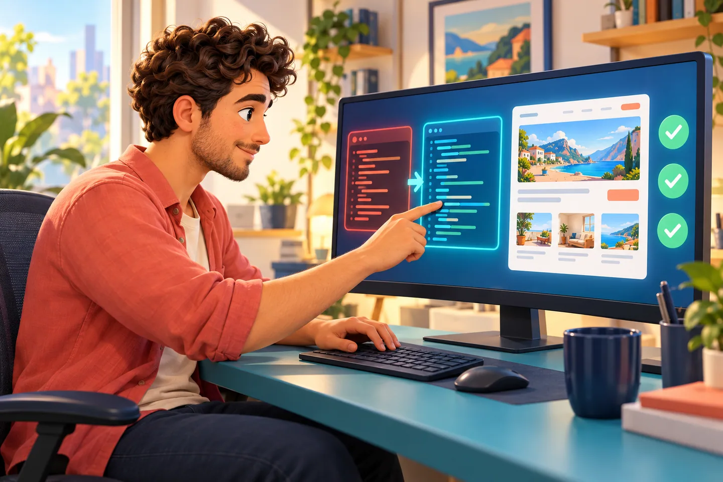 A developer finds a fix and verifies the finished website using AI coding tools